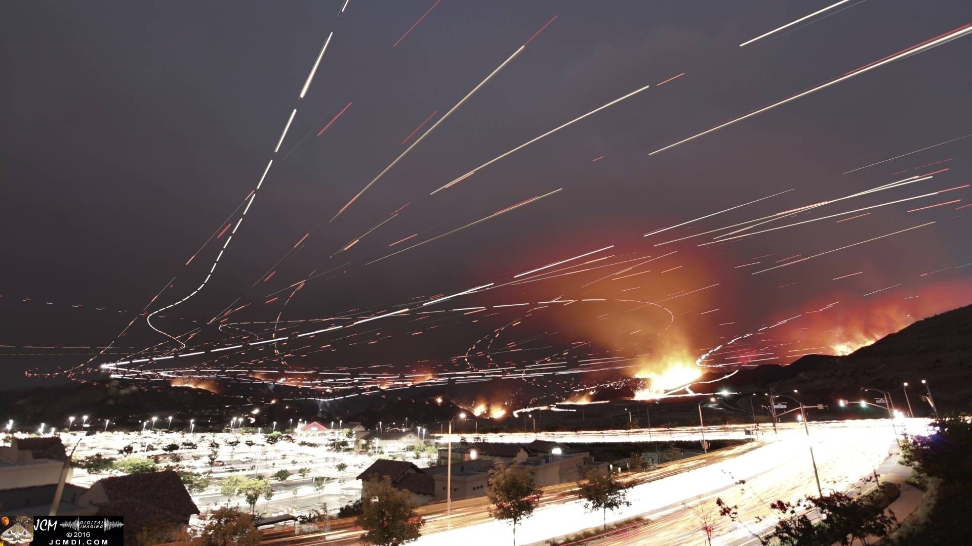 beautiful long-exposure Sand Fire composite night image V20138e JCMDI.COM